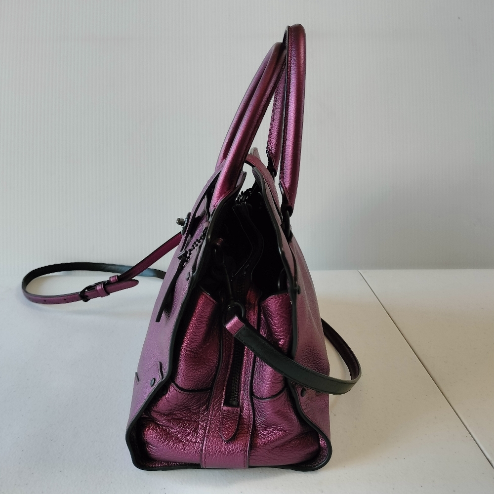 Coach Purple Leather Satchel - Picture 5 of 16